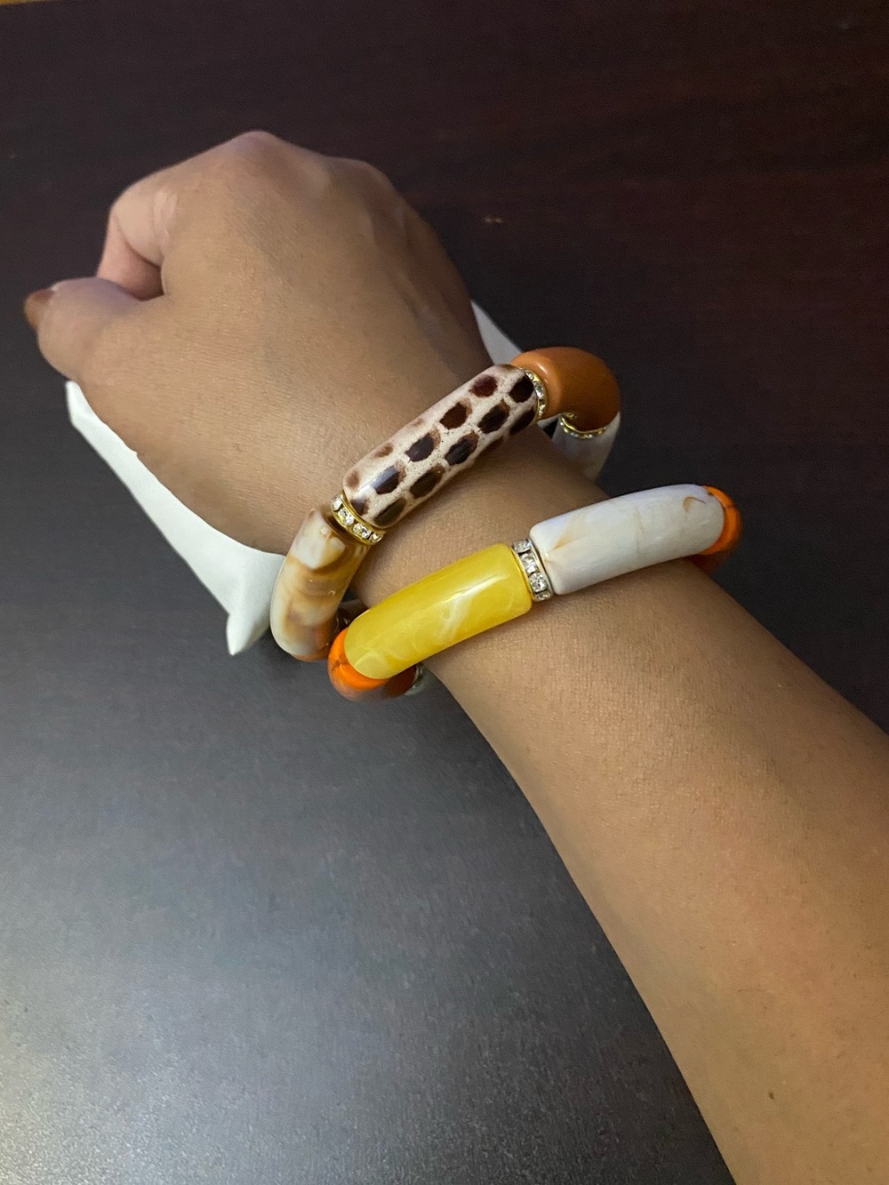 Handmade bracelet Bangle Set - Orange, Yellow, Cream - Picture 7 of 8